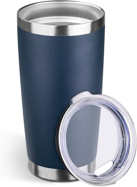 StarSpeed 20oz Tumbler Bulk with Lid, Stainless Steel Insulated Tumblers Double Wall Vacuum Insulated Travel Mug, Powder Coated Coffee Cups for Hot and Cold Drinks(Navy Blue,1)