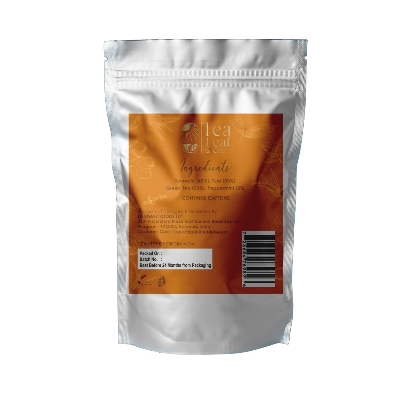 Turmeric Tulsi Tea Bags (50 Count), Green Tea with Turmeric & Peppermint, Stress Relieving, Low Caffeine Gluten Free, Whole Loose-Leaf Pyramid Tea Bags