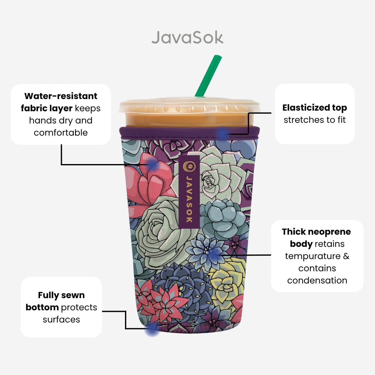Sok It JavaSok Iced Coffee & Cold Soda Insulated Neoprene Cup Sleeve (Berry Plaid, Small: 16-20oz)