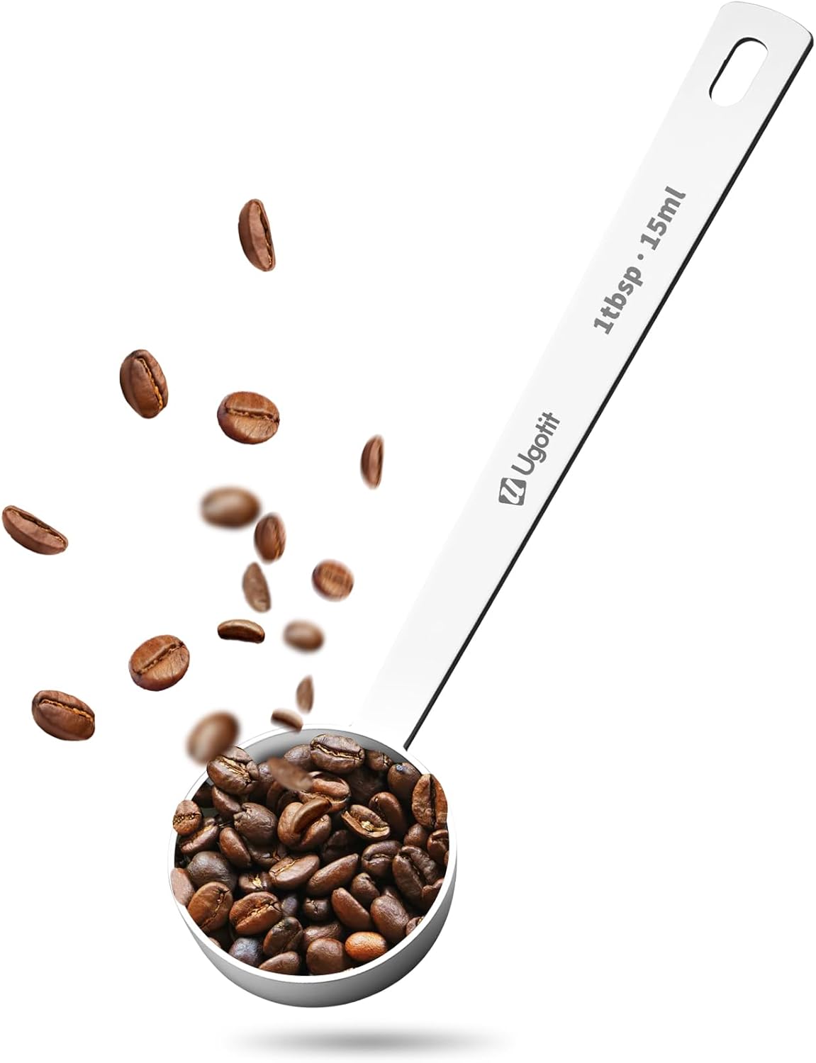 Coffee Scoop, 1 Tbsp Long Handled 304 Stainless Steel Measuring Spoon for Coffee, Tea & Baking, 15ml Precision Scoop, Dishwasher Safe