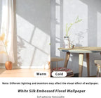 White Wallpaper Silk Embossed Floral White Contact Paper - Image 5