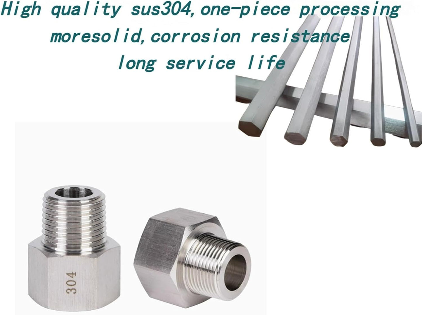 2 pieces Npt3/8 Female to Npt1/8 Male Reducer,3/8-1/8Water pipe Adapter, Fabricate of 304 Stainless Steel