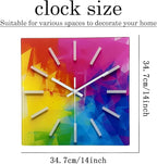 Square Glass Wall Clock Silent Analog Wall Clocks Battery Operated 14 Inch - Image 5
