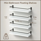 RICHER HOUSE White Bathroom Floating Wall Shelf Set of 4, Small Organizer Over - Image 3