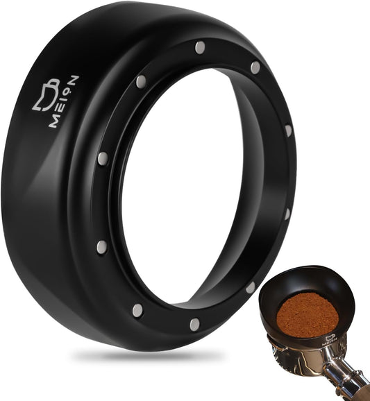 MEION 58mm Dosing Funnel, Magnetic Espresso Dosing Funnel Coffee Funnel Compatible with 58mm Portafilter, Espresso Tools Portafilter Funnel (58mm, Black)