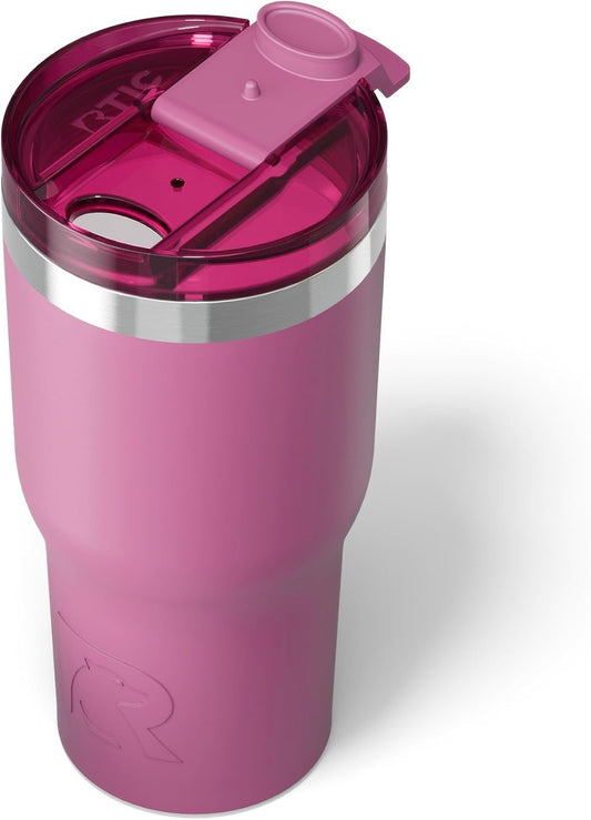 RTIC 20oz Essential Tumbler with Lid, Insulated, Stainless Steel, Metal, Double Wall Vacuum-Insulation, Ceramic Lined, Travel Cup for Iced Coffee, Tea, Hot and Cold Drink, Orchid