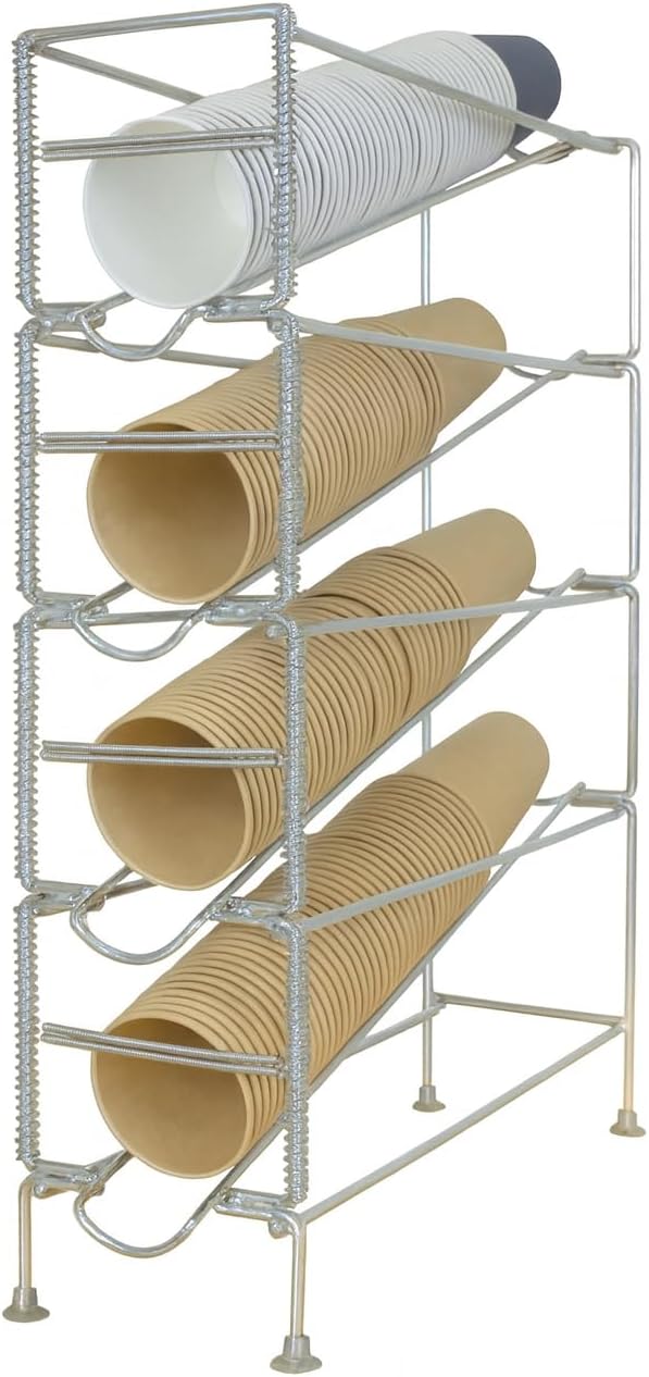 Stainless Products Ltd Sleek 23.74" Stainless Steel Vertical Cup Dispenser - 4 Compartments for Effortless Storage & Display, Space-Saving & Durable Design