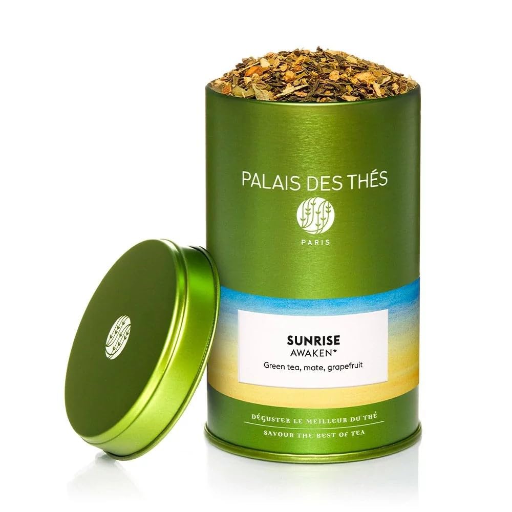 Palais des Thés - Sunrise Wake Up - Green Tea, Mate & Grapefruit - 3.5oz Loose Leaf Metal Gift Tin, Serves 20-25 Cups