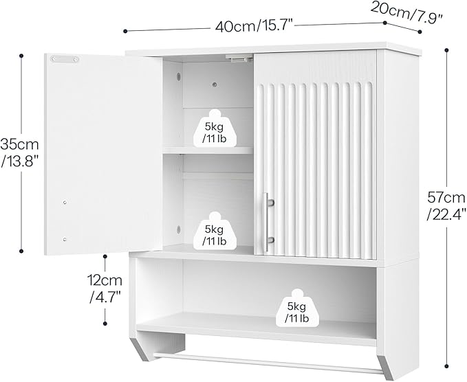 HOOBRO Fluted Bathroom Wall Cabinet, Farmhouse Medicine Cabinet - Image 3