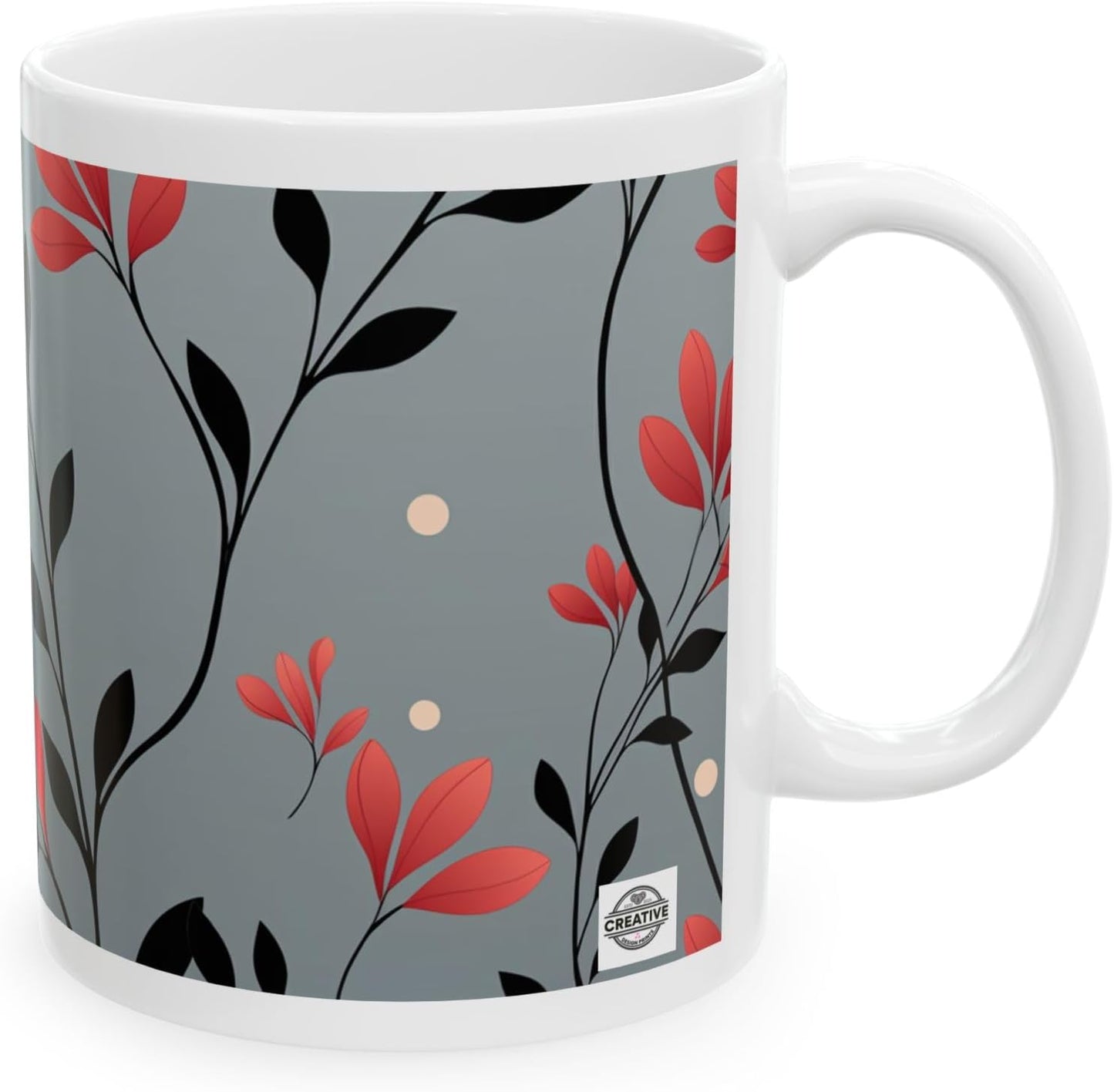 11 OZ Novelty Coffee Mugs - Christmas Gift (Leaf Flower Design)
