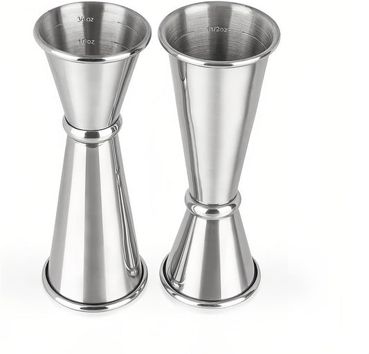 2-Piece Dual-Sided Bartending Jigger Set - 1oz & 2oz Measured Markings, 304 Stainless Steel, Food-Grade Cocktail Measuring Tool for Professional & Home Bars