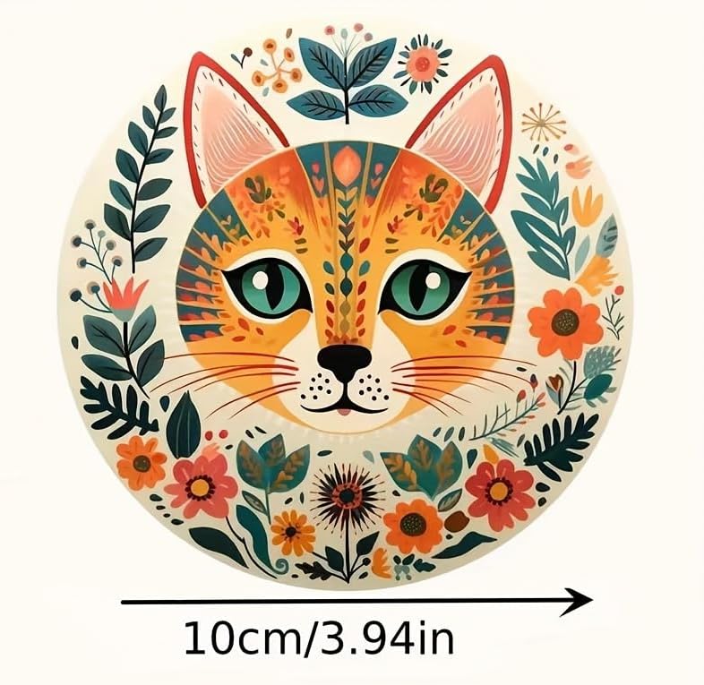 Wood Coasters Set of 6 - Handcrafted Drink Coaster Thick Heat-Resistant for Office, Bar, Farmhouse - Cute Cat Drink Cup Coasters for Table Protection