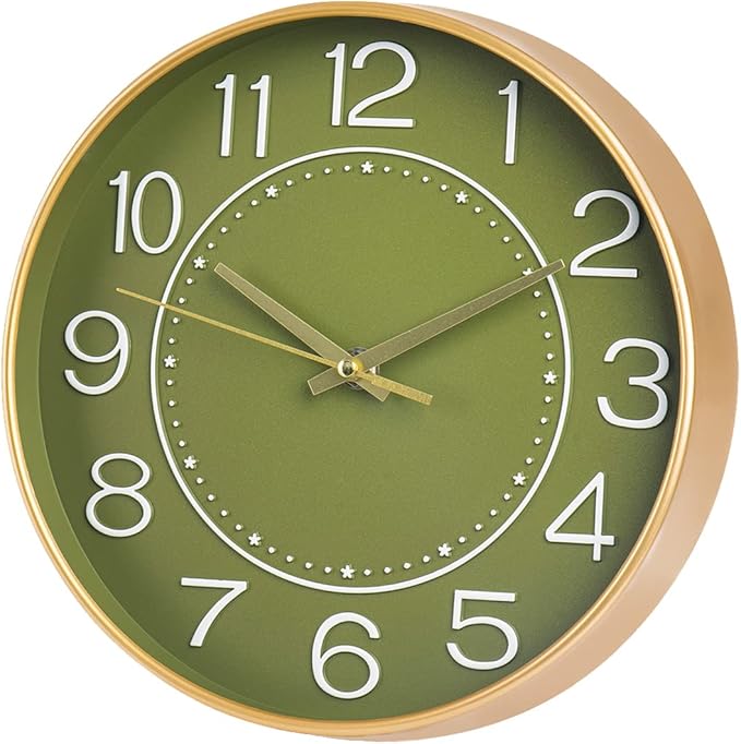 HZDHCLH Modern Wall Clocks Battery Operated, 10 inch Olive Green Clock - Image 7