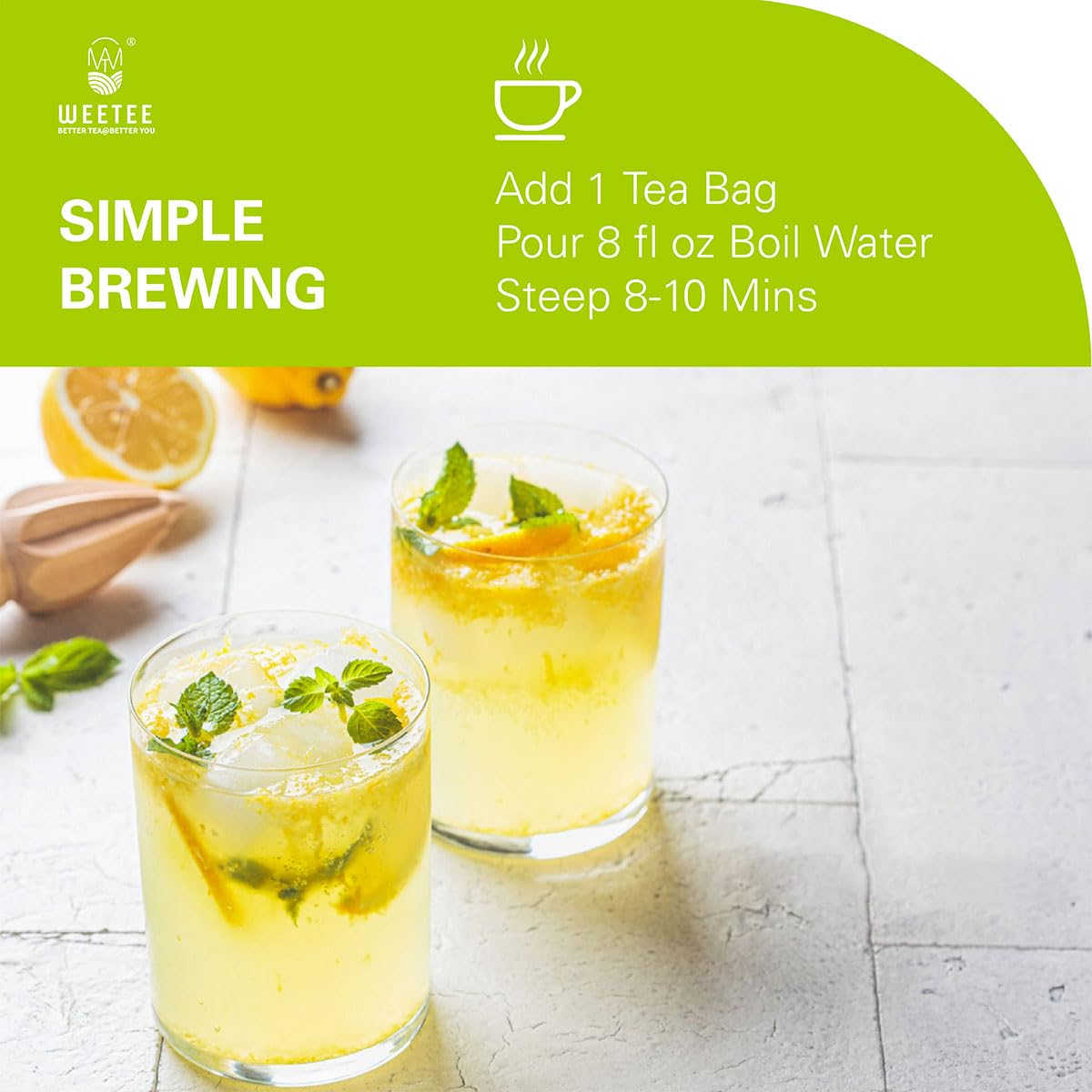 WT WEETEE Chamomile Tea bags, Made with 100% Pure Chamomile Flowers, Natural Caffeine-free Herbal Tea for Relaxation