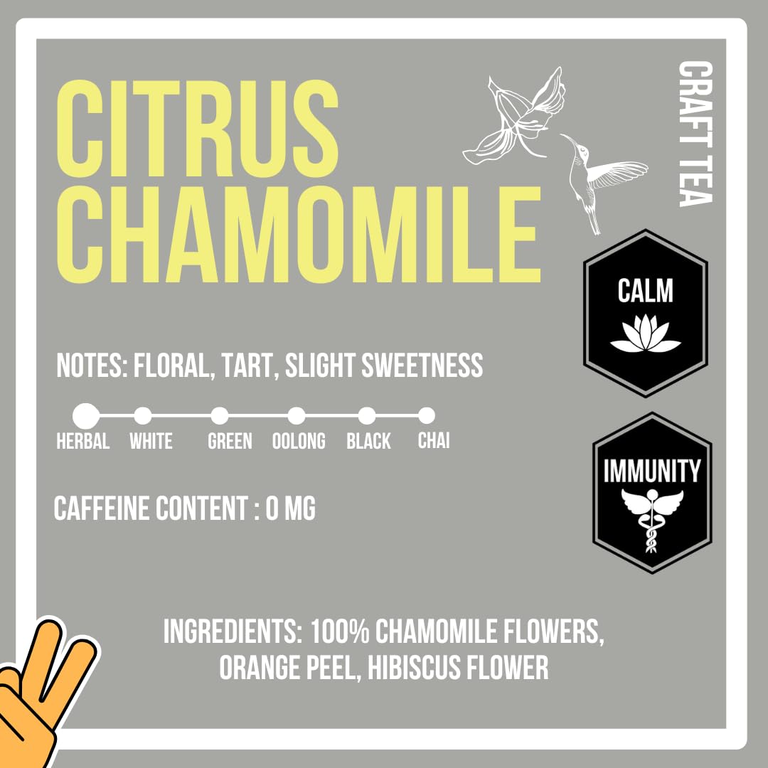 Revival Tea Company Citrus Chamomile Tea - Herbal Tea Blend of Chamomile Flowers and Orange Peel - Caffeine Free - Loose Leaf 3 Ounces