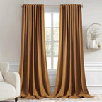 MIULEE Golden Brown Back Tab Blackout Curtain 96 Inch Long 2 Panels Set by MIULEE