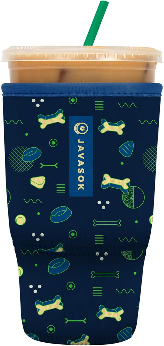 Sok It JavaSok Iced Coffee & Cold Soda Insulated Neoprene Cup Sleeve (Bone Appetit, Large: 30-32oz)