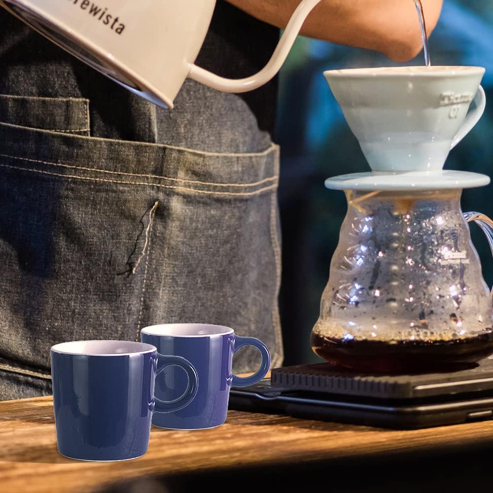 homEdge Mini Procelain Espresso Cup, 4 Ounces / 120 ml Tiny Ceramic Coffee Mugs Demitasse for Espresso, Tea- Set of 6, Navy