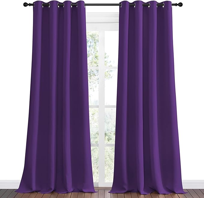 NICETOWN Purple Blackout Curtains 96 inches Long, Niose Reducing and Thermal - Image 2