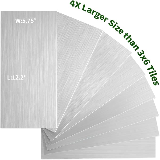 AULIGET 20-Piece Brushed Metal Peel and Stick Backsplash Tile, Laundry Room - Image 4