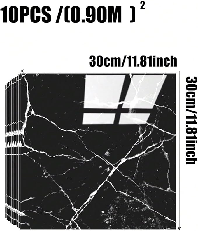 Chejiaye 10pcs Marble Peel and Stick Backsplash Waterproof Washroom Wall Panels - Image 4