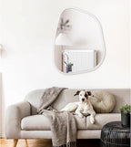 Asymmetrical Mirror Small 26"x18" Irregular Wall Mirror Modern Wood Frame - Image 3