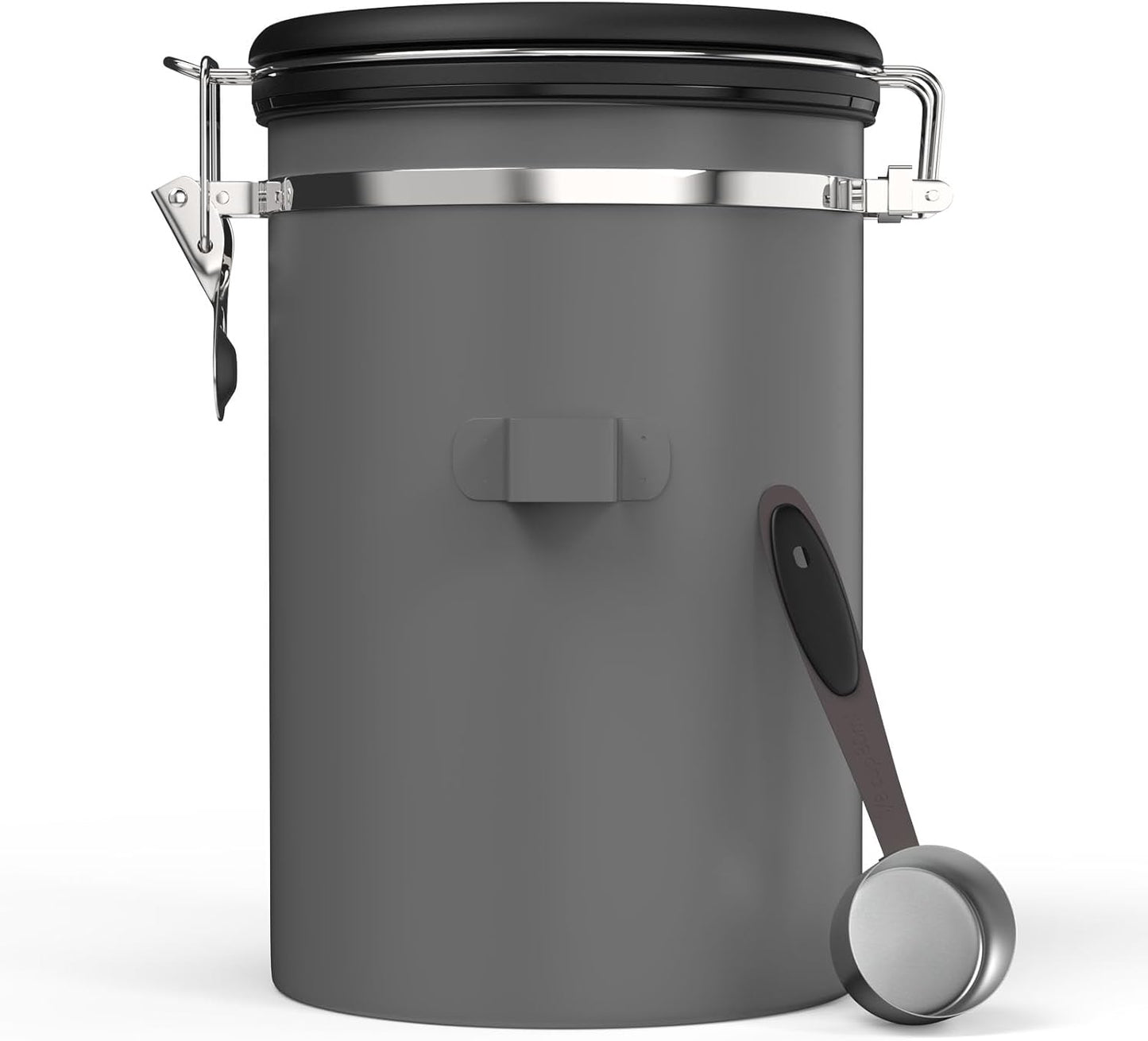 HAIOOU Large Coffee Canister, 38OZ Oversized Stainless Steel Coffee Bean Storage Container with Date Tracker, Measuring Scoop, CO2 Releasing Valves for Beans, Grounds and more - Gray
