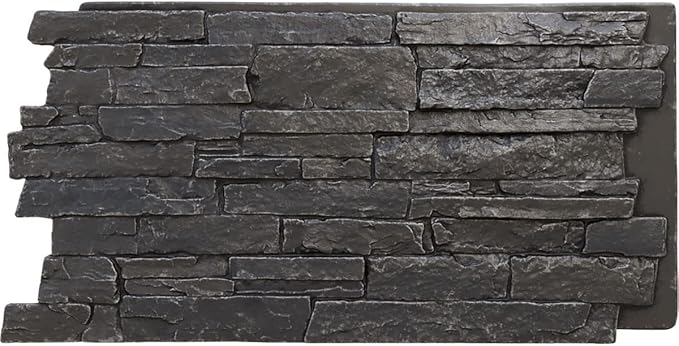 EverStone Acadia Ledge Faux Stone Panel, Dark River Color by EkenaMillwork
