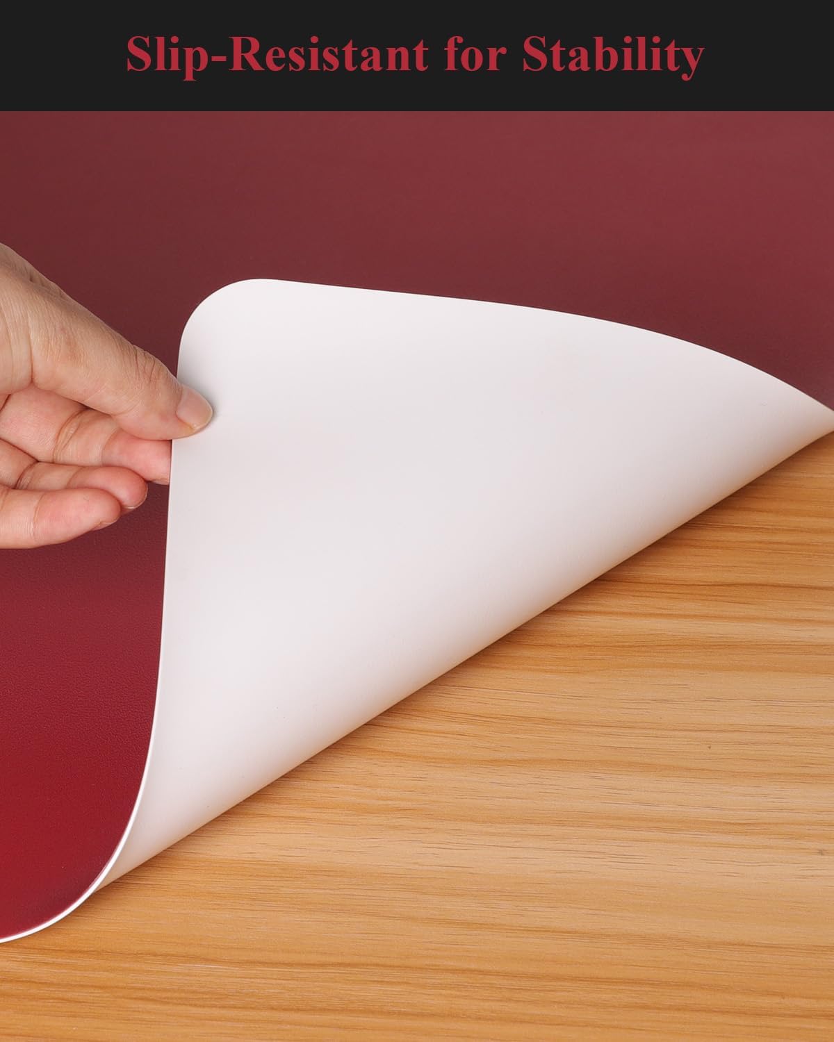 Wine Red Plastic Table Cover Protector, 24" x 48" Waterproof Easy Flat PVC Desk Pad Mat, 1.5mm Thick Rectangle Vinyl Table Top Protector for Dining Room Table, Office, Dresser