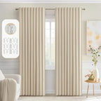 MIULEE Cream Beige Back Tab Light Blocking Curtains 80 Inch Length 2 Panels Set by MIULEE