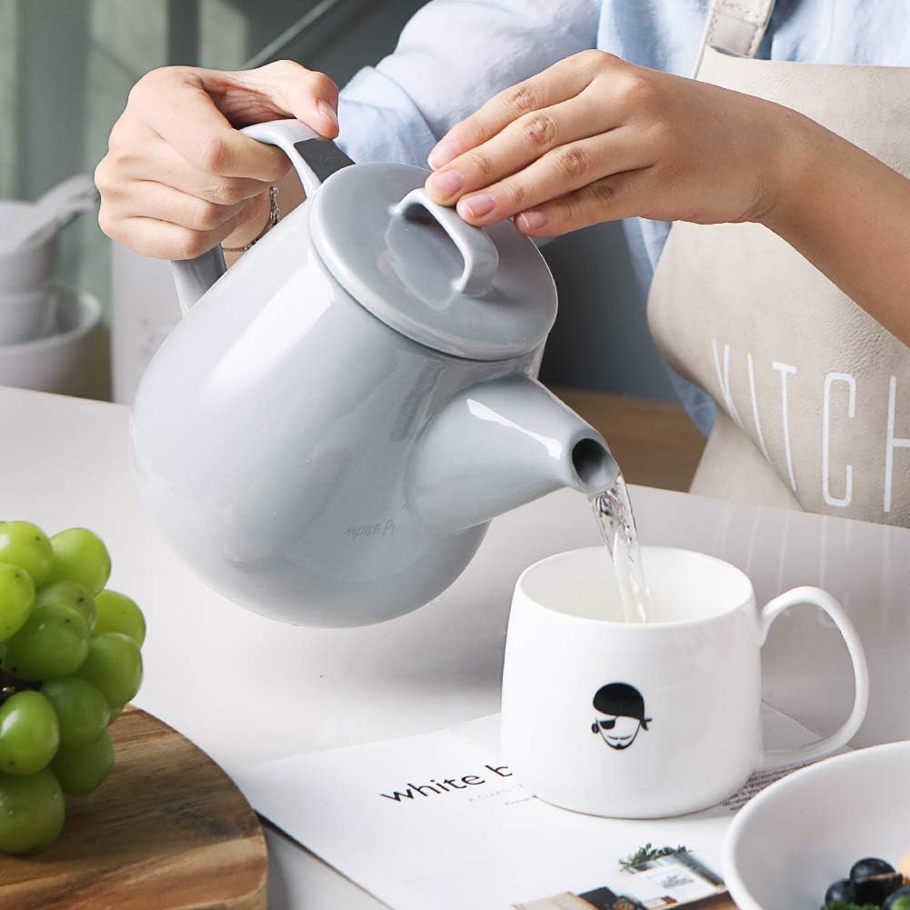 Sweejar 40oz Tea pot with Removable Stainless Steel Infuser,Dishwasher Safe Tea Pots for Loose Tea,Tea Pots with Infuser for Chrismas Women Gift (Gray)