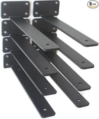 8 Pack - 11 inch Black Hidden L Shelf Bracket Iron Floating Shelf Brackets by MHMYDZ