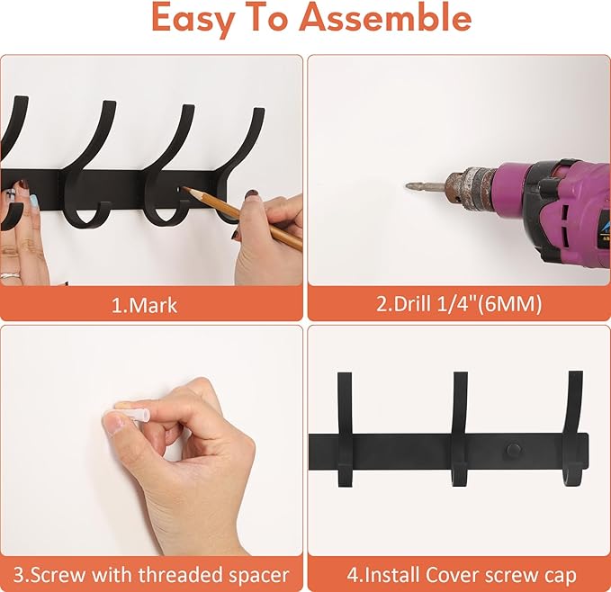 Optish Coat Rack Wall Mount, Coat Hook Wall Mount, Wall Hooks - Image 5