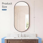 DUMOS 24" x 48" Oval Bathroom Mirror, Tempered Glass, Morden Vanity Mirror - Image 3