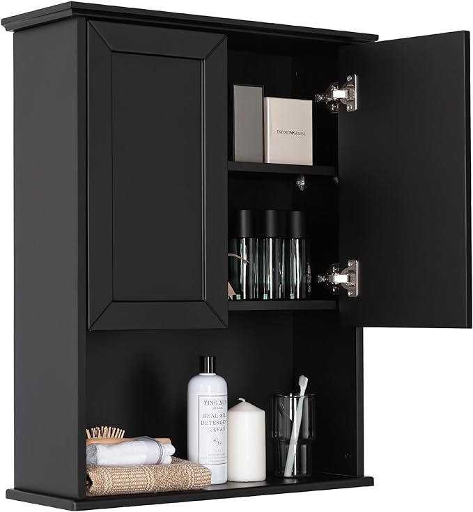 VANIRROR Black Bathroom Wall Cabinet 23x29 inch Wooden Bathroom Medicine Cabinet by VANIRROR