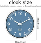 XNM Blue Minimalist Wall Clocks Battery Operated 8 Inch Classic Analog Clock - Image 3