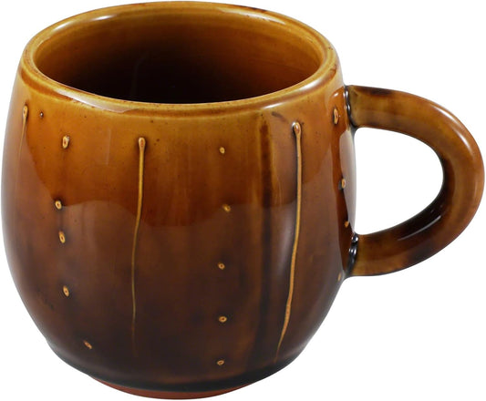 Asayu Japan Ceramic Coffee Pour Over Maker Set in Caramel, Slow Brewing Paper Filter Holder and Dripper with 3 Holes for Coffee and Tea - Accessory Ceramic Mug