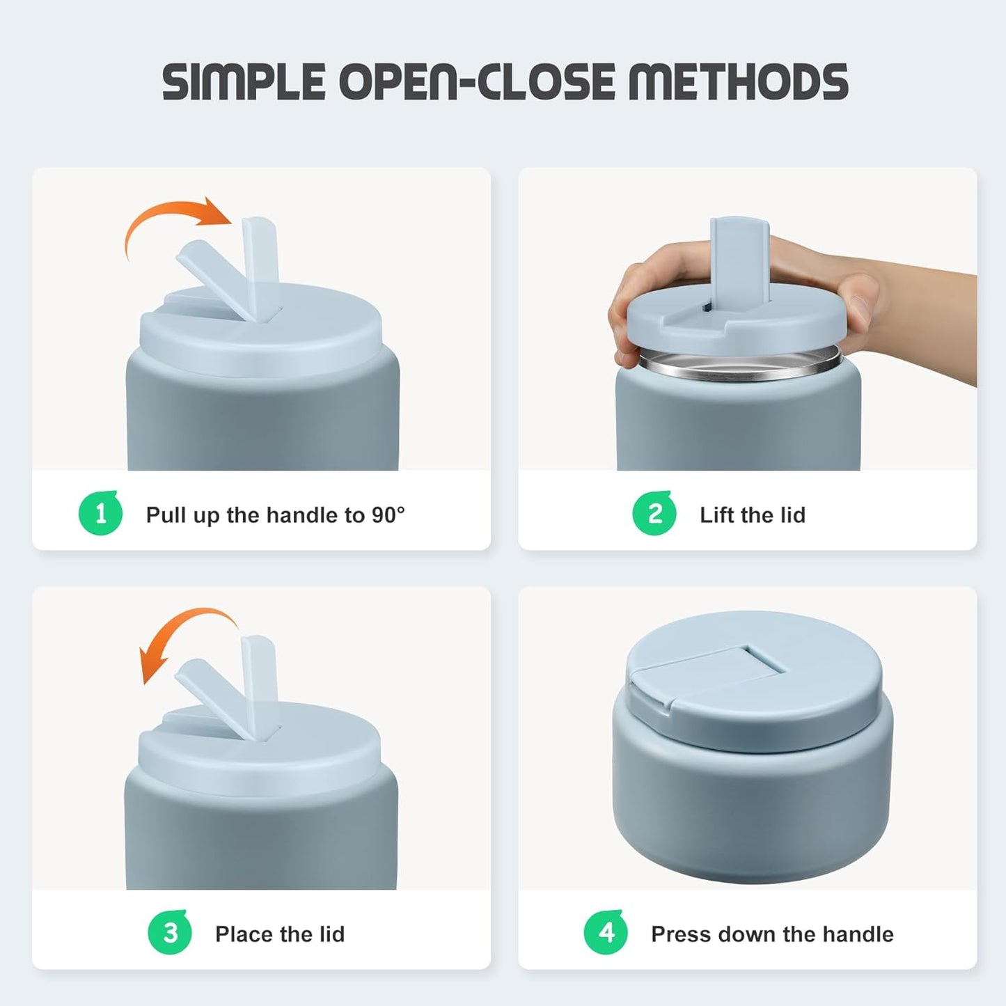 13.5oz Soup Thermo for Hot Food Kids with Buckle Lid Insulated Vacuum Food Jar Wide Mouth Leakproof Stainless Steel Lunch Container (Blue)