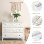 Peel and Stick Wallpaper Boho Wallpaper Geometric Beige and White Contact Paper - Image 4