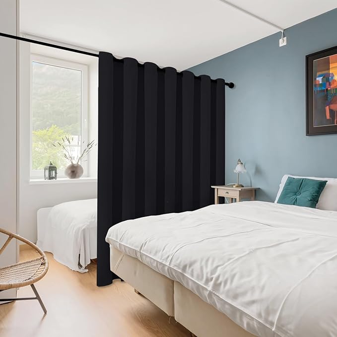 ChrisDowa Room Divider Curtain 108 Inches Long, Wide Blackout Sliding Door - Image 2