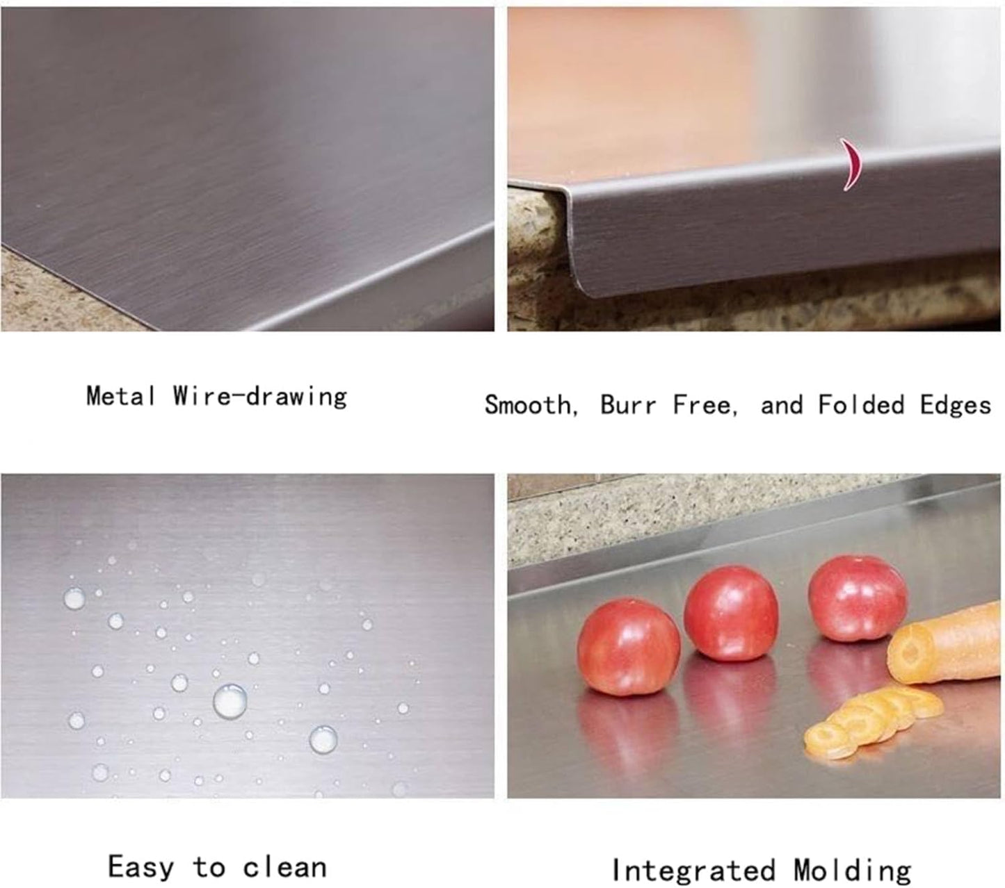 Stainless Steel Cutting Boards for The Kitchen, Suitable for Meat, Fruits, Vegetables, Bread, and Baking Large-sized Cutting Boards (70 x 40cm/27.5 x 15.7 in)