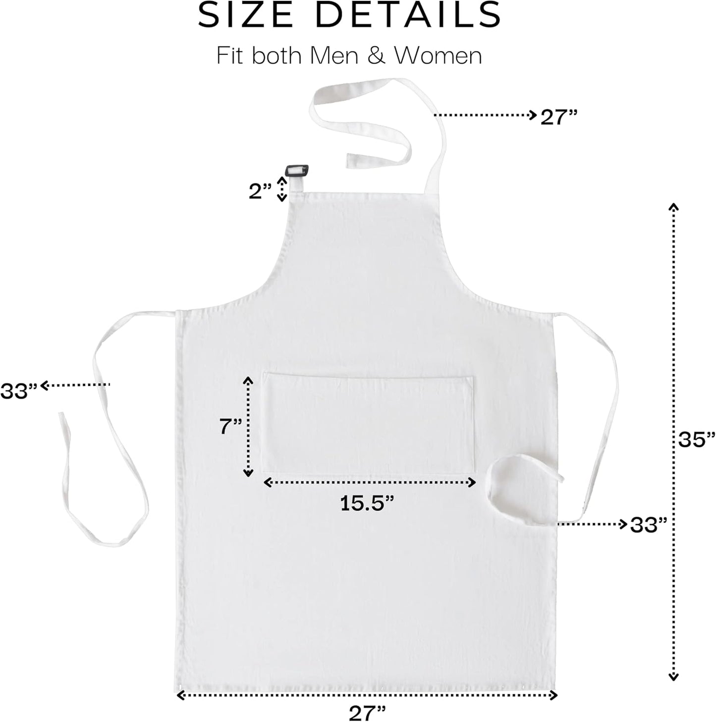 RAJRANG 100% Cotton Cooking Apron with 3 Pockets Kitchen Chef BBQ Adjustable Bib Aprons for Women Men