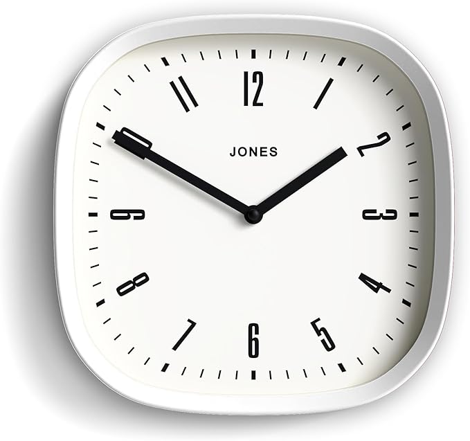 JONES CLOCKS® Marvel Wall Clock | Modern Retro Rounded Square Clock | 10 inch | by JONESCLOCKS