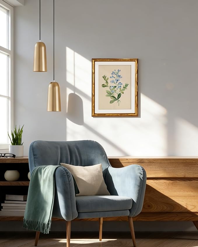 InSimSea Gold Bamboo Framed Canvas Wall Art, Vintage Rosa Chiba Flower - Image 6