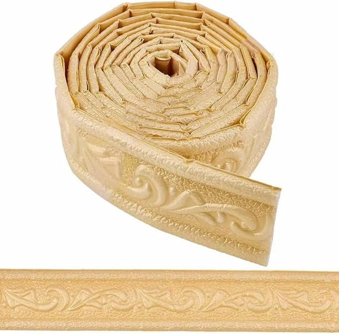 CRASPIRE 88.9x1.69in Peel Stick Foam Crown Molding Baseboard Trim Yellow Self by CRASPIRE