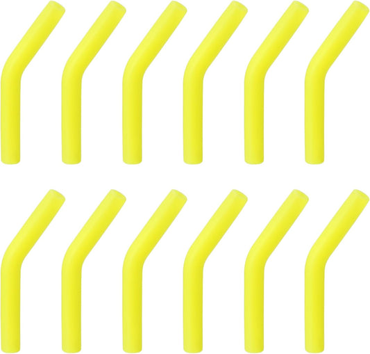 uxcell 12pcs Silicone Straw Tips, Silicone Straw Elbows Tip, Soft Reusable Metal Straw Covers Fit for 6mm/0.24" OD Stainless Steel Straws, Yellow