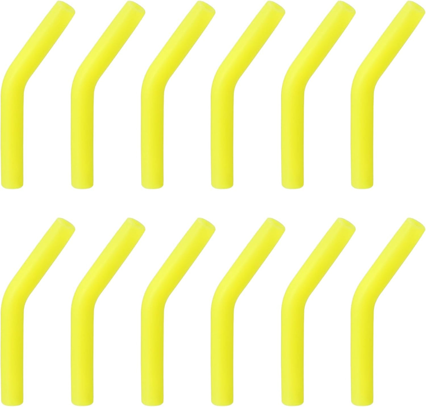 uxcell 12pcs Silicone Straw Tips, Silicone Straw Elbows Tip, Soft Reusable Metal Straw Covers Fit for 8mm/0.31" OD Stainless Steel Straws, Yellow