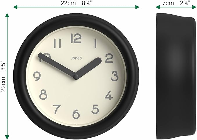 JONES CLOCKS® Fuze wall Clock | Small Round Clock | Black | Playful Modern - Image 3