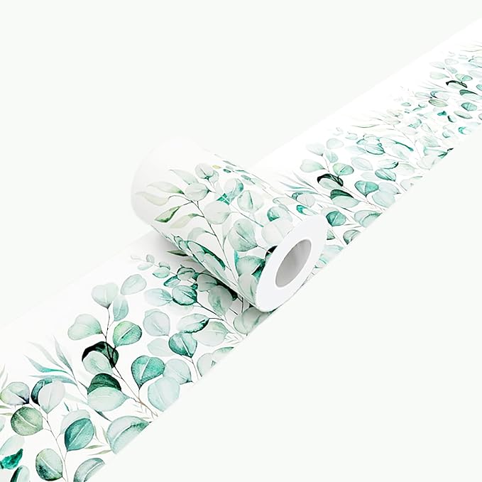Watercolor Eucalyptus Leaves Wallpaper Border 3.9"X196.8" Peel and Stick Wall by WEISENI