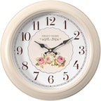 Abdurey Sweet French Rose Style Wall Clock, Battery Operated Silent, Creamy by Abdurey